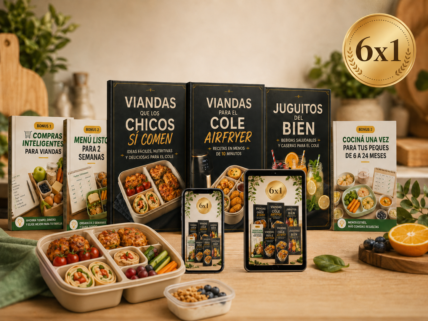Viandas Escolares Saludables - Combo 3x1 + 3 Bonus de REGALO